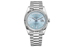 Rolex Ролекс Календарь с автоматическим механическим механизмом Мужские часы Синий циферблат Платиновый корпус Платиновый ремешок m228236-0006