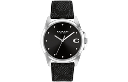 Coach Наручные часы с кварцевым механизмом, кожаным ремешком и черным циферблатом, женские часы 14504112