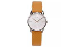 Calvin Klein CK/ Наручные часы с кварцевым механизмом, кожаным ремешком, 31 мм, белый циферблат, женские часы k2g231g6