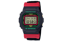 Casio Часы G SHOCK Collection с электронным механизмом, тканевым ремешком, мужские, черный циферблат dw-5600thc-1