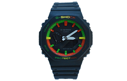 Casio Мужские часы с двойным жидкокристаллическим/аналоговым дисплеем, черные ga-2100-1a1手绘系列红绿灯