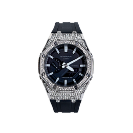 Casio Мужские часы с двойным жидкокристаллическим/аналоговым дисплеем, черные ga-2100-1a改装-爆冰系列