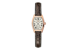 Longines Женские часы с кварцевым механизмом, 26,5 мм, белый циферблат, корпус из 18-каратного розового золота, ремешок из крокодиловой кожи l2.175.8.71.5