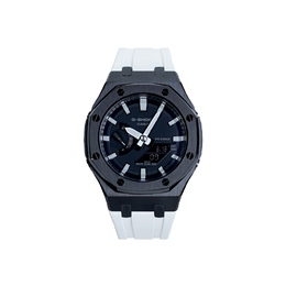 Casio Часы серии Retrofit с кварцевым механизмом, резиновым ремешком, мужские, черный циферблат ga-2100-1a改装-硬核熊猫