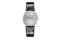 Longines Мужские часы Jialan Collection с кварцевым механизмом, 36 мм, серый циферблат, корпус из нержавеющей стали, кожаный ремешок l4.755.4.72.2