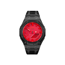 Casio Мужские часы с жидкокристаллическим/аналоговым дисплеем, красные ga-2100-4a改装-恩佐