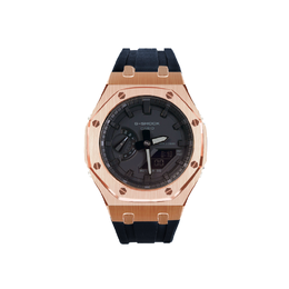 Casio Мужские часы с двойным жидкокристаллическим/аналоговым дисплеем, черные ga-2100-1a1改装-玫黑