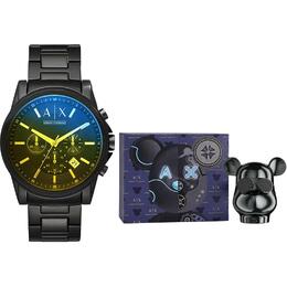 Armani Exchange Наручные часы AE Darth Vader с кварцевым механизмом, ремешком из нержавеющей стали и черным циферблатом. Мужские часы Bearbrick Box ax2513礼盒 | black