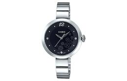 Casio Женские часы Pointer Family с кварцевым механизмом и черным циферблатом ltp-e154d-1a