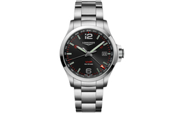 Longines Мужские часы Comcast Collection с кварцевым механизмом, 43 мм, черный циферблат, корпус из нержавеющей стали, ремешок из нержавеющей стали l3.728.4.56.6