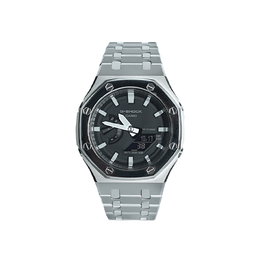 Casio Мужские часы с двойным жидкокристаллическим/аналоговым дисплеем, черные ga-2100-1a改装-银月