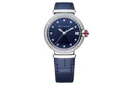 Bulgari Наручные часы LVCEA Collection с автоматическим механизмом, ремешком из крокодиловой кожи, 33 мм, синим циферблатом, женские 103620