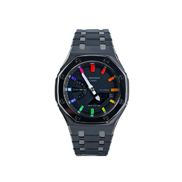 Casio Мужские часы с двойным жидкокристаллическим/аналоговым дисплеем, черные ga-2100-1a改装-枪林彩虹