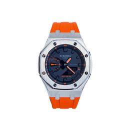 Casio Мужские часы с двойным жидкокристаллическим/аналоговым дисплеем, черные ga-2100-1a4pr改装-银橙