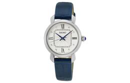 Seiko Женские часы с кварцевым механизмом, кожаным ремешком, 29,9 мм, белый циферблат, sur497p2