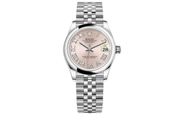 Rolex Женские часы Log Series с автоматическим механизмом, 31 мм, розовый циферблат, корпус из стали Oystersteel, ремешок из стали Oystersteel m278240-0014