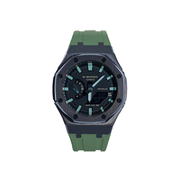 Casio Мужские часы с двойным жидкокристаллическим/аналоговым дисплеем, черные ga-2100rc-1apr改装-薄荷绿胶带系列