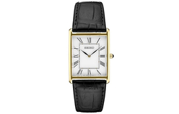 Seiko Мужские часы Essential Collection с кварцевым механизмом, кожаным ремешком и белым циферблатом swr052