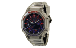 Casio Мужские часы с жидкокристаллическим/аналоговым дисплеем, красные ga-2100ske-7a改装-手绘系列