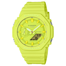 Casio Унисекс-часы с двойным жидкокристаллическим/аналоговым дисплеем, желтые, ga-2100-9a9pr