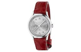 Наручные часы G Timeless Collection с кварцевым механизмом, ремешком из крокодиловой кожи и серебристым циферблатом Gucci 750488i18v08561