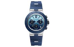Bulgari ∙ Коллекционные наручные часы с автоматическим механизмом, резиновым ремешком 40 мм, синим циферблатом, мужские часы bgl-103844