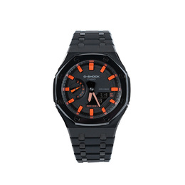 Casio Унисекс-часы с двумя жидкокристаллическими/аналоговыми дисплеями, черные ga-2100-1a4pr改装-橘色天际线