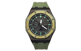 Casio Мужские часы с двойным жидкокристаллическим/аналоговым дисплеем, черные ga-2100-1a1改装-绿巨人