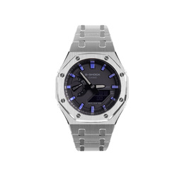 Casio Часы унисекс с двумя жидкокристаллическими/аналоговыми дисплеями, 48,5 мм, черные ga-2100-1a1改装-毒气甲壳