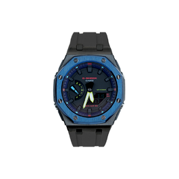 Casio Унисекс-часы с двумя жидкокристаллическими/аналоговыми дисплеями, 44 мм, черные ga-2100rgb-1a-改装-离岸黑壳篮圈