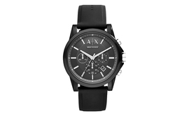 Armani Exchange Наручные часы AE, кварцевый механизм, силиконовый ремешок, 44 мм, черный циферблат, мужские часы 腕表ax1326