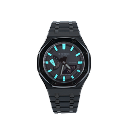 Casio Часы унисекс с двумя жидкокристаллическими/аналоговыми дисплеями, 48,5 мм, черные ga-2100-1a1改装-极冰