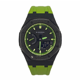 Casio Мужские часы с двойным дисплеем, жидкокристаллическим/аналоговым циферблатом, 44 мм, черные ga-2100-1a1改装-霜黑绿