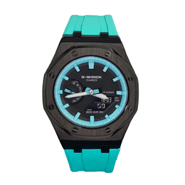 Casio Мужские часы с двойным дисплеем, жидкокристаллическим/аналоговым циферблатом, 44 мм, черные ga-2100-1a1改装-离岸极黑蒂姆尼