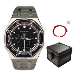 Casio Мужские часы с двойным жидкокристаллическим/аналоговым дисплеем, черные ga-2100ske-7a（watch3-改装-抛光银钢银）