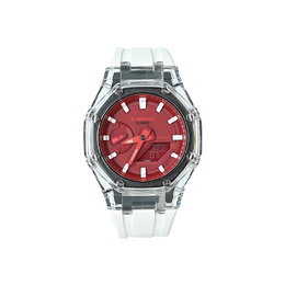 Casio Часы унисекс с двойным жидкокристаллическим/аналоговым дисплеем, красные ga-2100-4a改装-雪域红莲