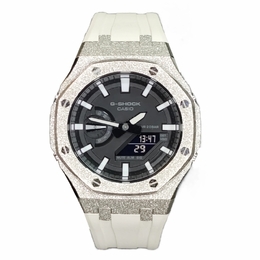 Casio Мужские часы с двойным дисплеем, жидкокристаллическим/аналоговым циферблатом, 44 мм, черные ga-2100-1a1改装-银闪白刃