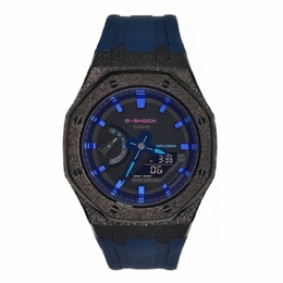 Casio Мужские часы с двойным дисплеем, жидкокристаллическим/аналоговым циферблатом, 44 мм, черные ga-2100-1a1改装-霜黑紫刃蓝