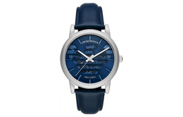 Emporio Armani Наручные часы с автоматическим механизмом, кожаным ремешком, синим циферблатом, мужские часы ar60030