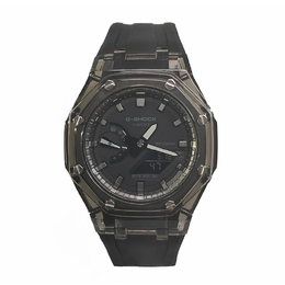 Casio Мужские часы с двойным жидкокристаллическим/аналоговым дисплеем, черные ga-2100-1a1改装-幻透枪黑