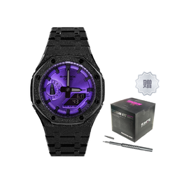 Casio Часы-унисекс с двойным дисплеем, жидкокристаллическим/аналоговым дисплеем, 48,5 мм, фиолетового цвета ga-2100-1a1改装-暗夜魅灵