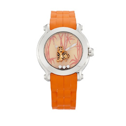 Женские часы Chopard Happy Diamonds с кварцевым механизмом, 36 мм, многоцветный циферблат, корпус из нержавеющей стали, каучуковый ремешок 128707-3003