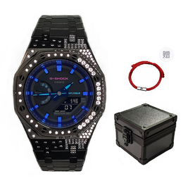 Casio Мужские часы с двойным жидкокристаллическим/аналоговым дисплеем, черные ga-2100-1a1改装-紫刃lv黑钻