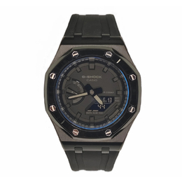 Casio Унисекс-часы с двумя жидкокристаллическими/аналоговыми дисплеями, 44 мм, черные ga-2100-1a1改装-离岸黑钻黑武士
