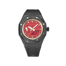 Casio Часы унисекс с двойным дисплеем, жидкокристаллическим/аналоговым дисплеем, 44,5 мм, красные ga-2100-4a改装-霜黑红