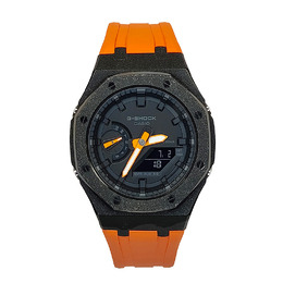 Casio Мужские часы с двойным жидкокристаллическим/аналоговым дисплеем, черные ga-2100-1a1改装-霜黑闪砂系列