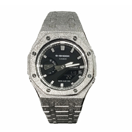 Casio Унисекс-часы с двумя жидкокристаллическими/аналоговыми дисплеями, 44 мм, черные ga-2100ske-7a改装-闪耀银钢