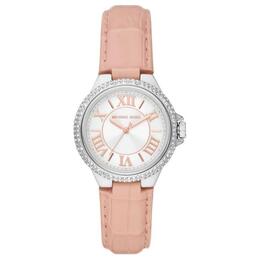 Michael Kors Наручные часы Camille Collection с кварцевым механизмом, ремешком из натуральной кожи, 33 мм, белый циферблат, женские часы mk2963