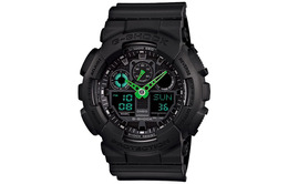 Casio Мужские часы с двойным жидкокристаллическим/аналоговым дисплеем, черные, ga-100c-1a3