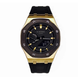 Casio Унисекс-часы с двумя жидкокристаллическими/аналоговыми дисплеями, 44 мм, черные ga-2100-1a1改装-离岸金黑武士